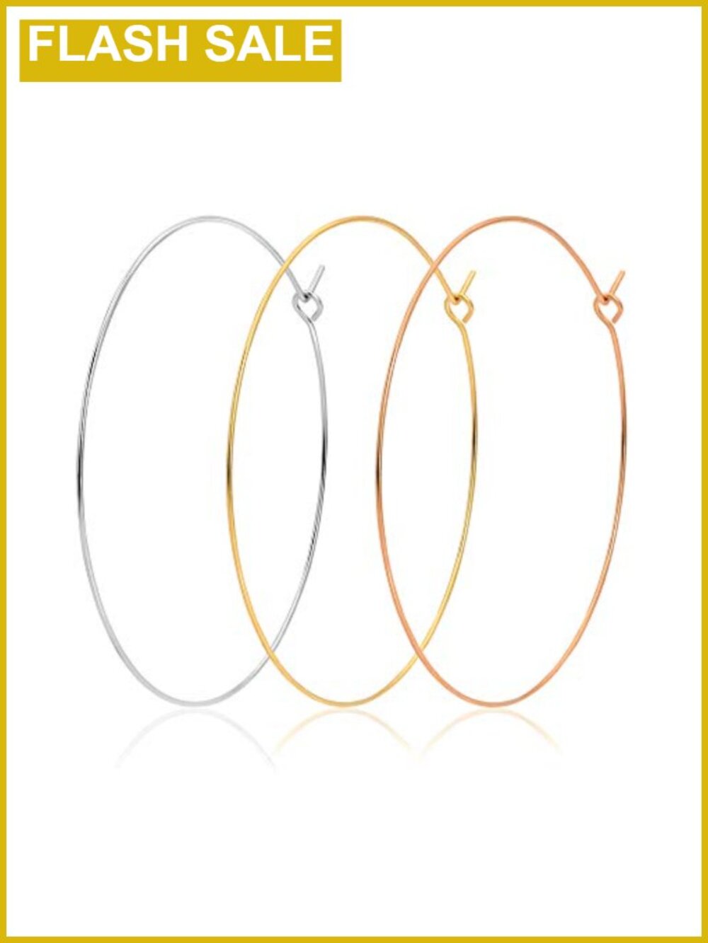 3 Pairs Large Thin Hoop Earrings Set 18k Gold Plated Stainless Steel Big Hoops